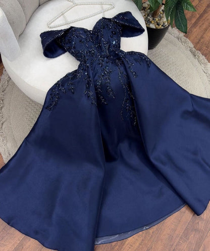 Off-Shoulder Beaded Ball Gown