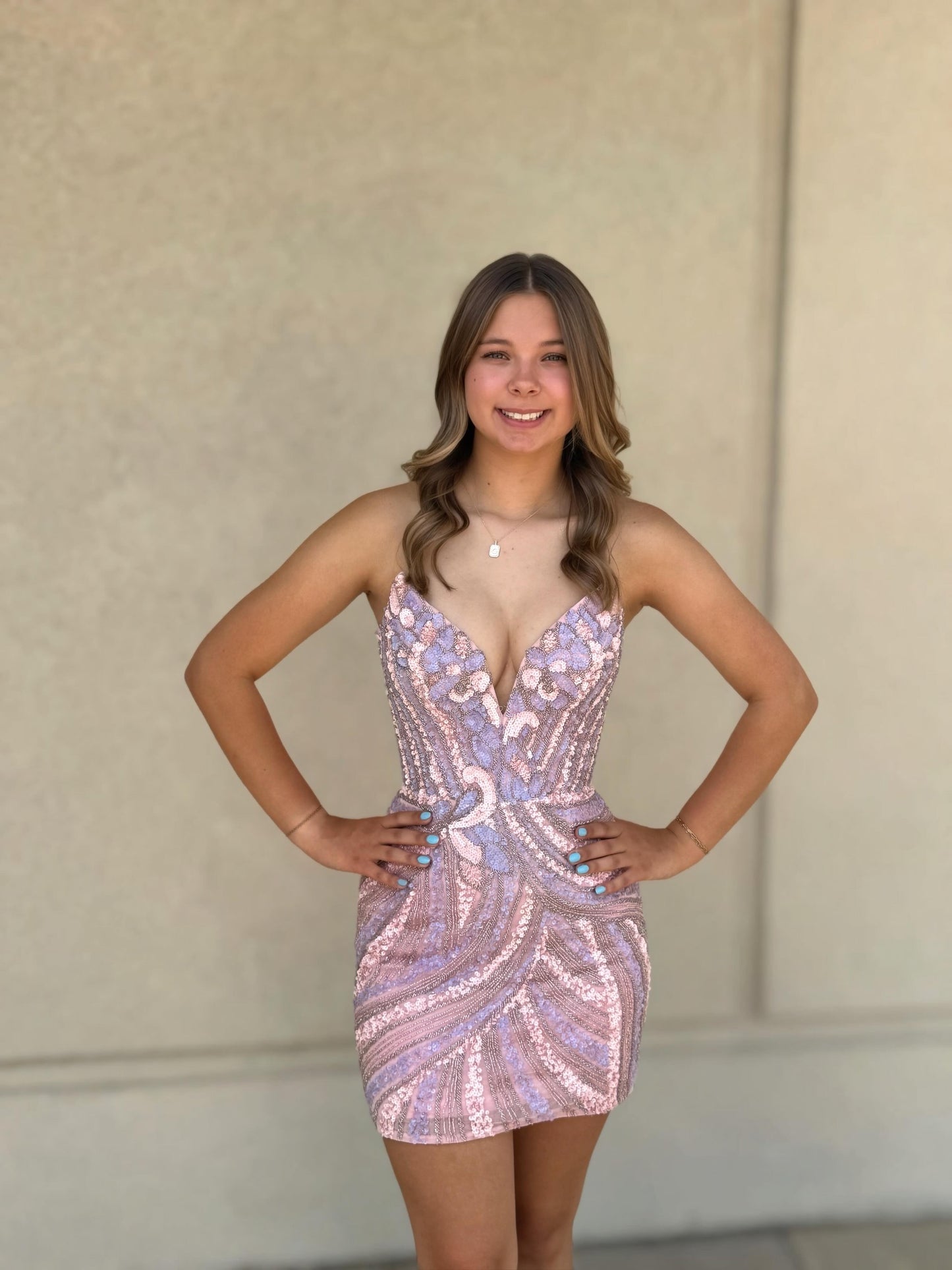 Sequined Plunging Sweetheart Corset Mini Dress