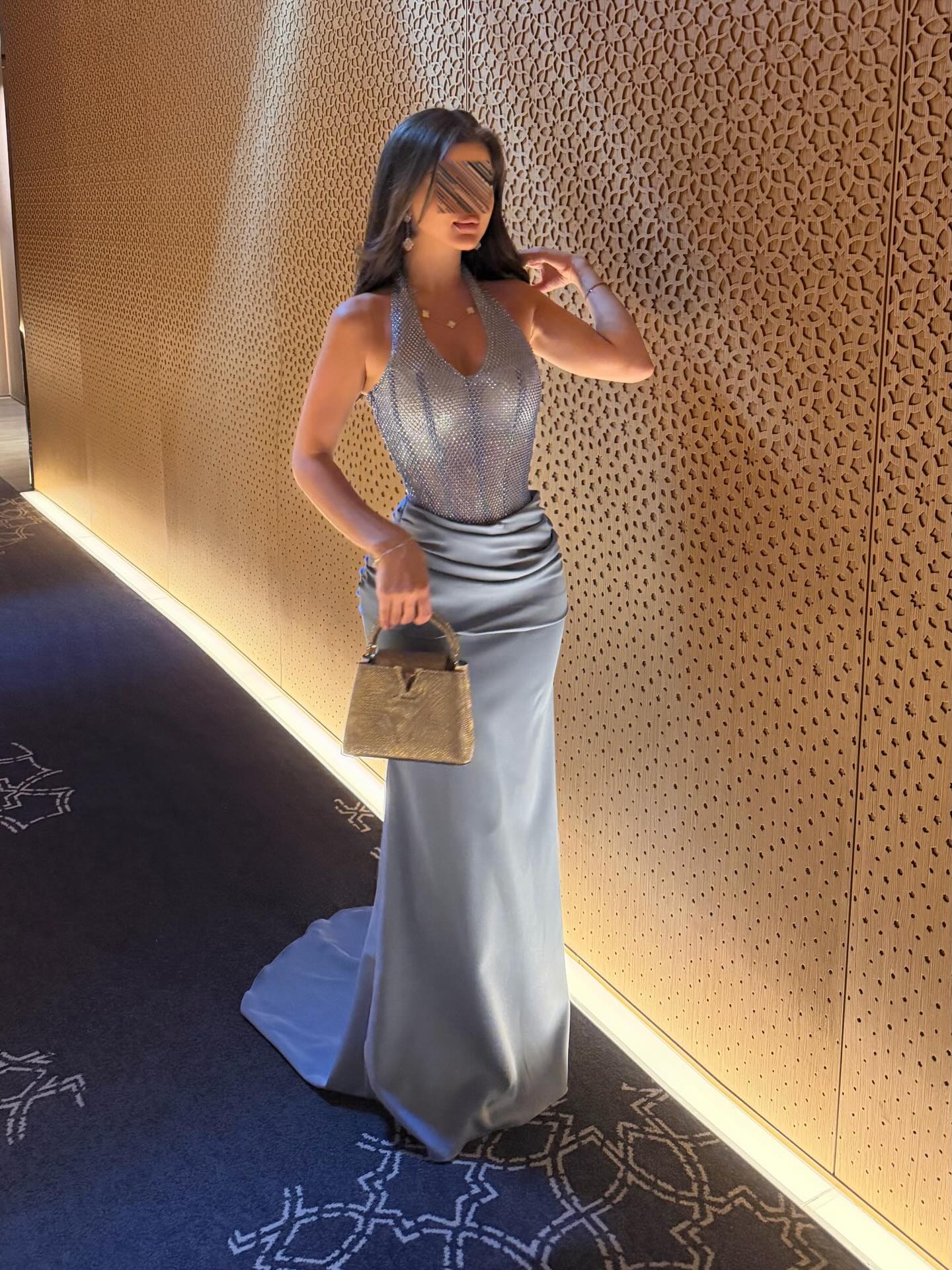 Halter Neck Mermaid Evening Gown with Corset Back