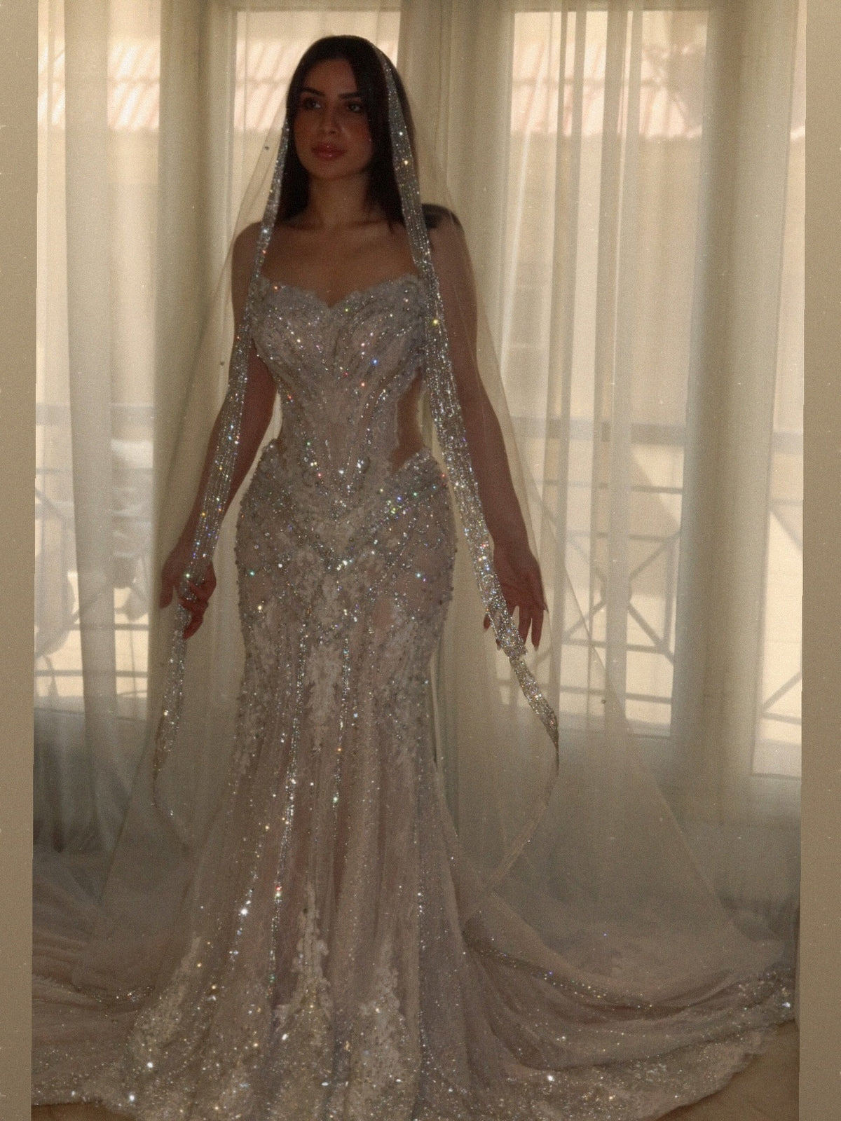 Embellished Mermaid Wedding Dress with Train