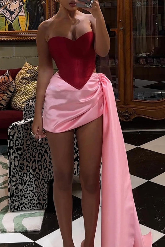 Corset Top Satin Mini Skirt Two-Piece Set