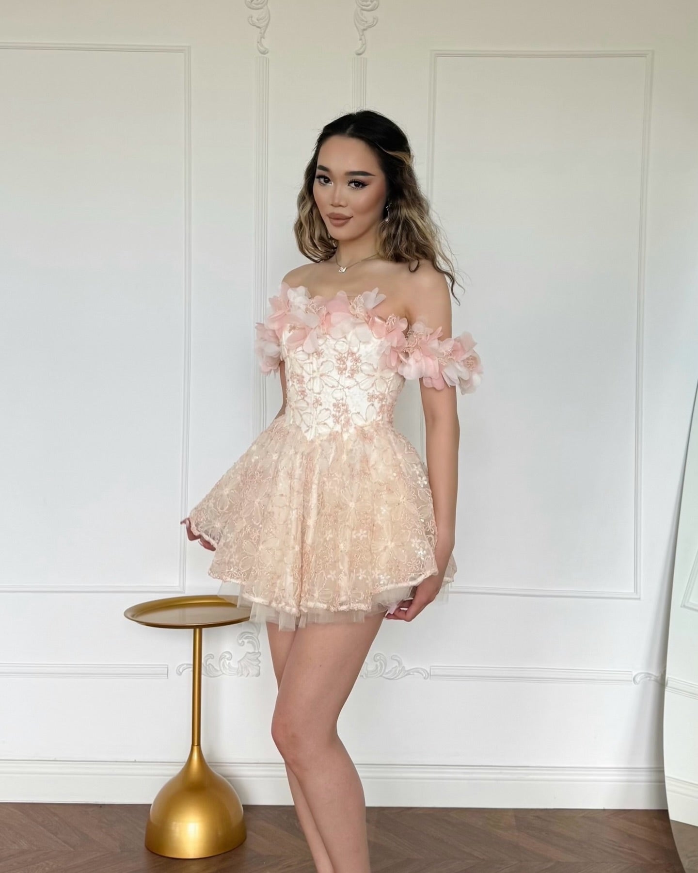 Off-the-Shoulder Corset Lace Mini Princess Dress