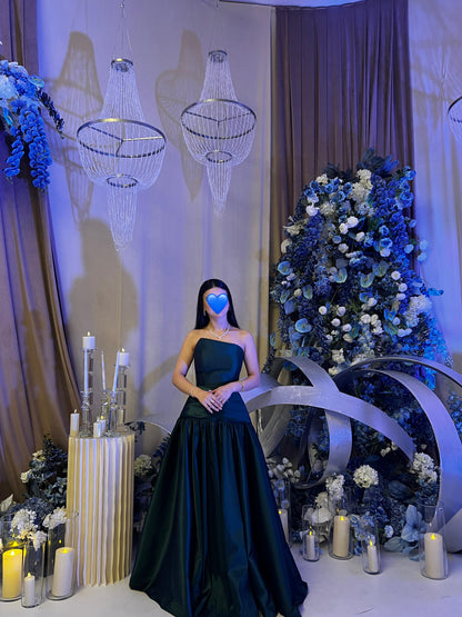 Strapless Satin Mermaid Gown with Flared Skirt