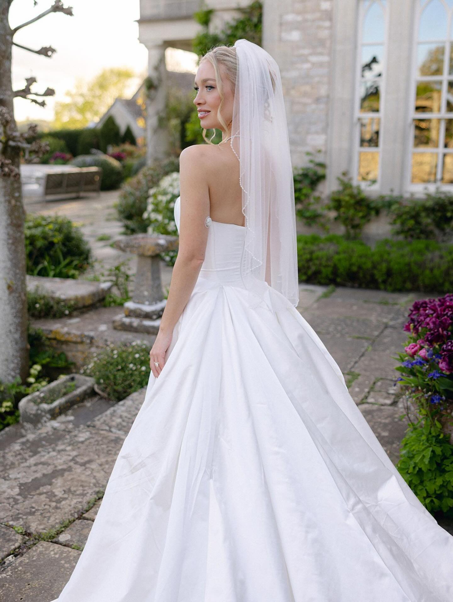 Strapless Satin Ball Gown Wedding Dress with Train