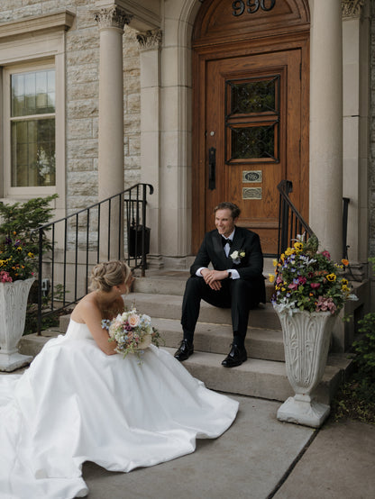 Strapless Satin Ball Gown Wedding Dress with Train