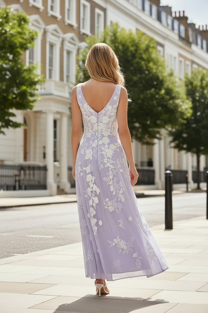 Embroidered A-Line Dress with Matching Sheer Duster