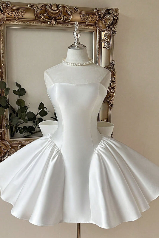 Strapless Structured Satin Mini Dress