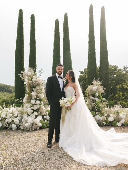 Strapless Lace Corset Ball Gown Wedding Dress