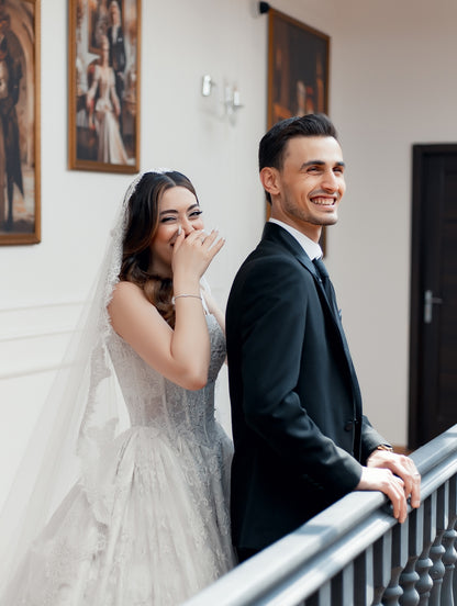 Square Neck Lace A-Line Wedding Dress
