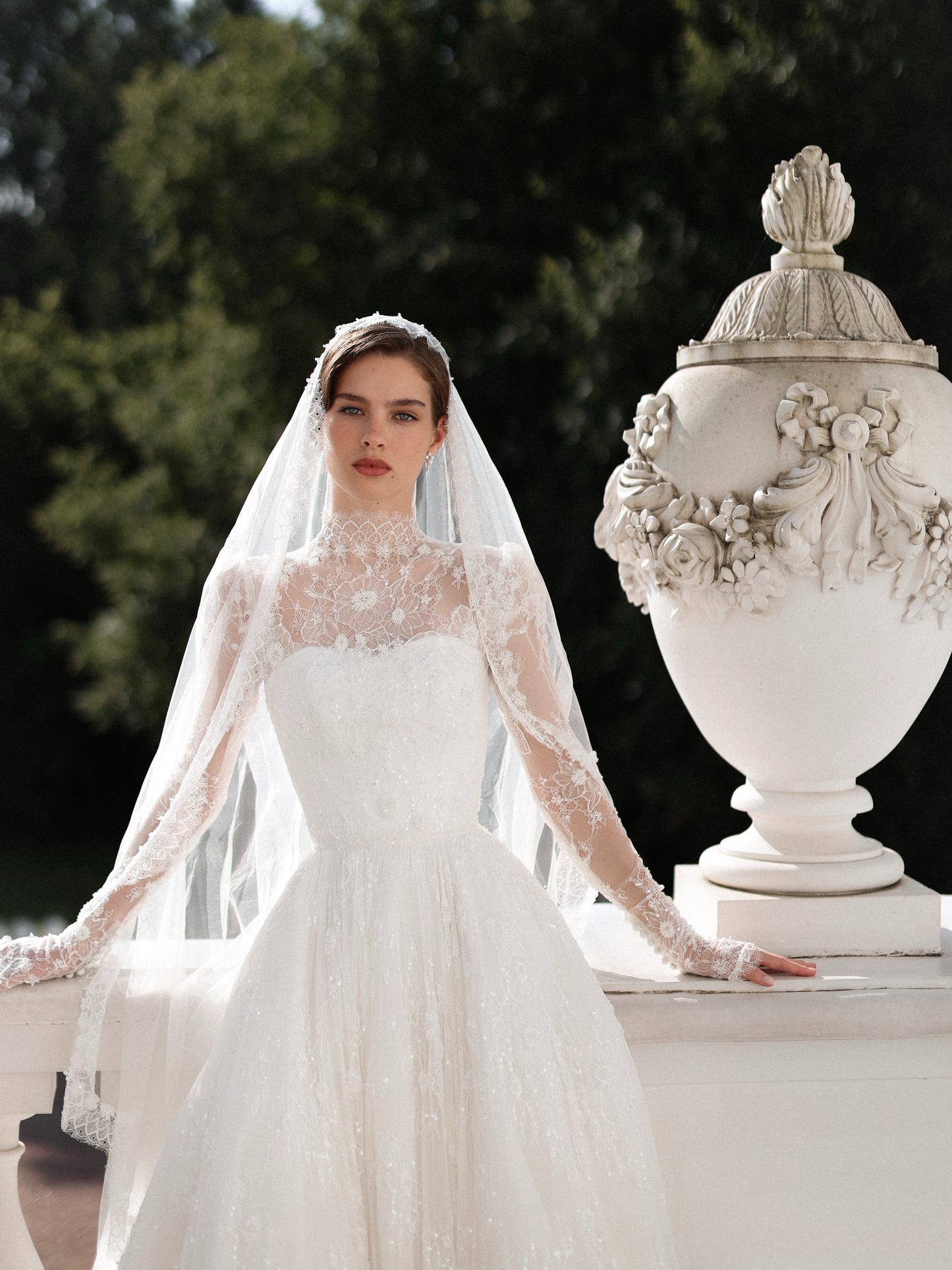 High Neck Long Sleeve Lace A-Line Wedding Dress