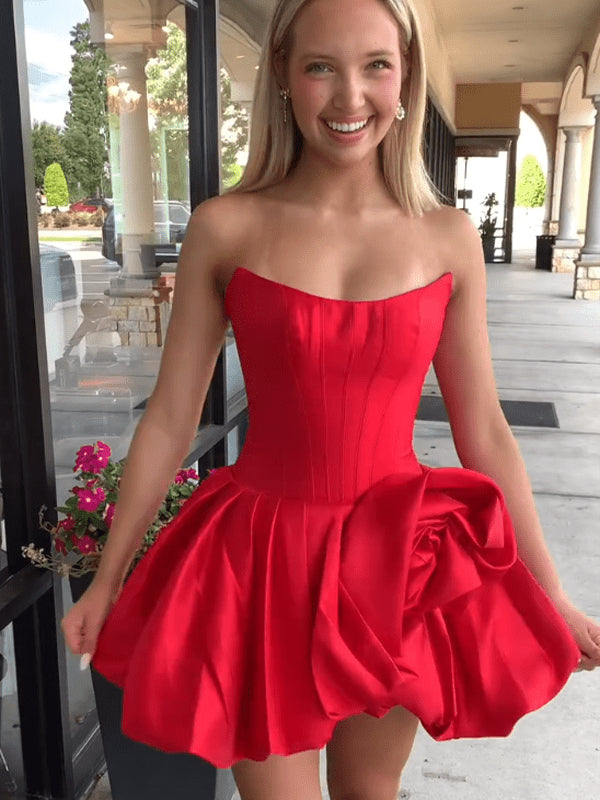 Strapless Corset Bubble Skirt Mini Dress