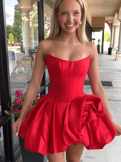 Strapless Corset Bubble Skirt Mini Dress