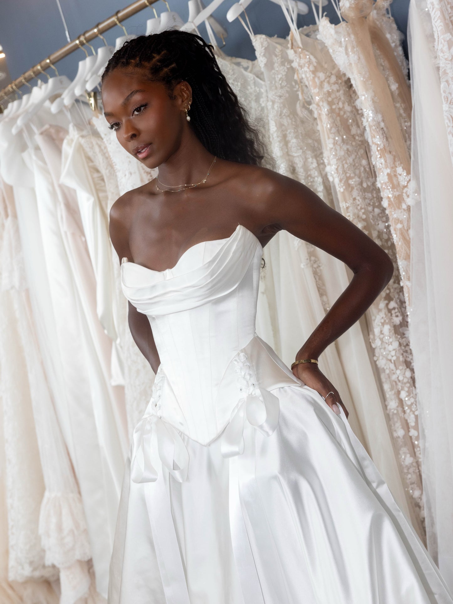 Strapless Corset Satin Ball Gown Wedding Dress