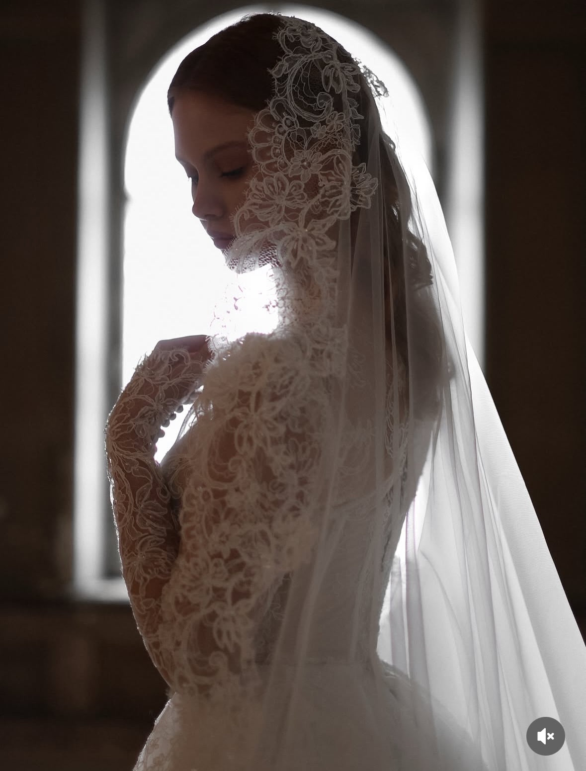 High Neck Lace Mermaid Wedding Dress with Overskirt