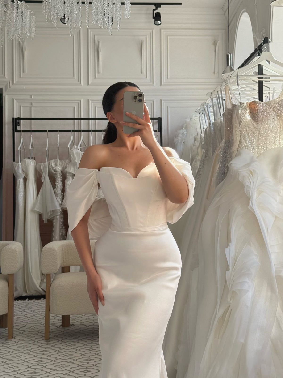 Corset Mermaid Wedding Dress with Drape Sleeves
