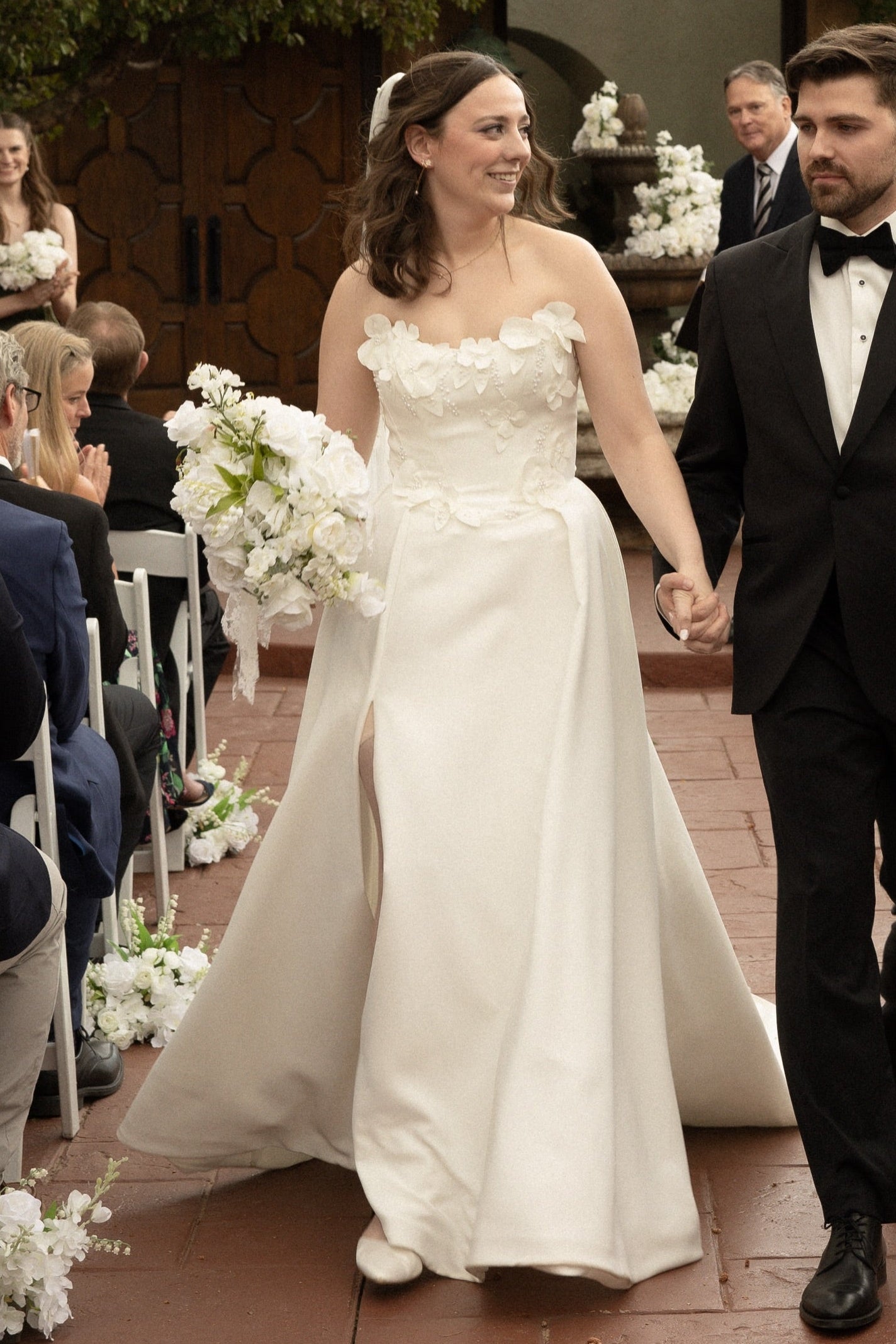 Strapless Satin A-Line Wedding Gown with Sweeping Train