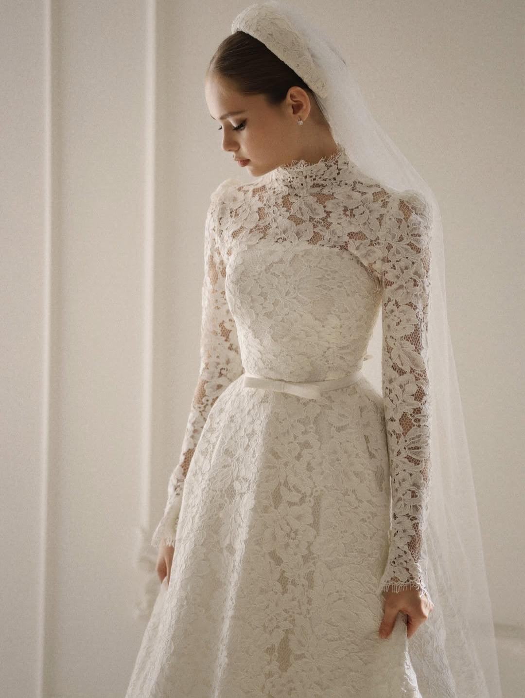 High Neck Lace A-Line Wedding Dress