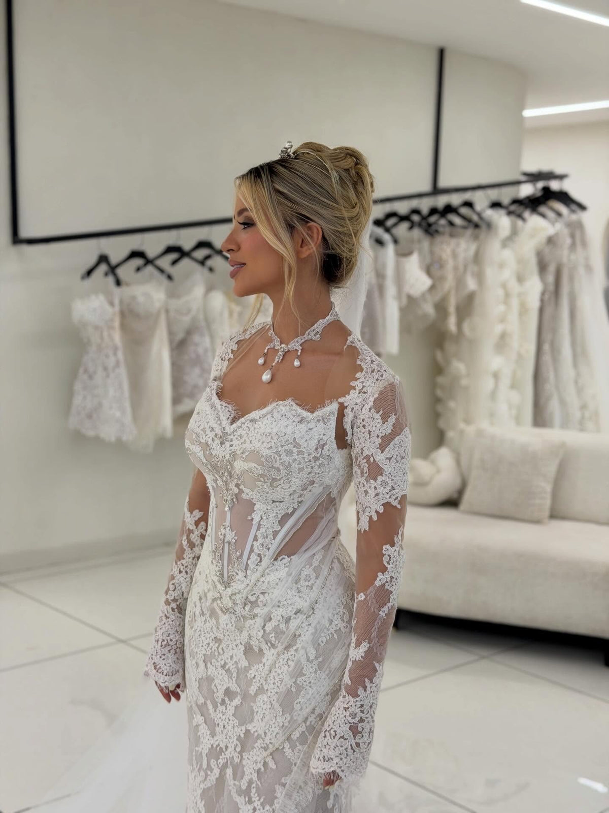 Lace Illusion Corset Mermaid Wedding Dress