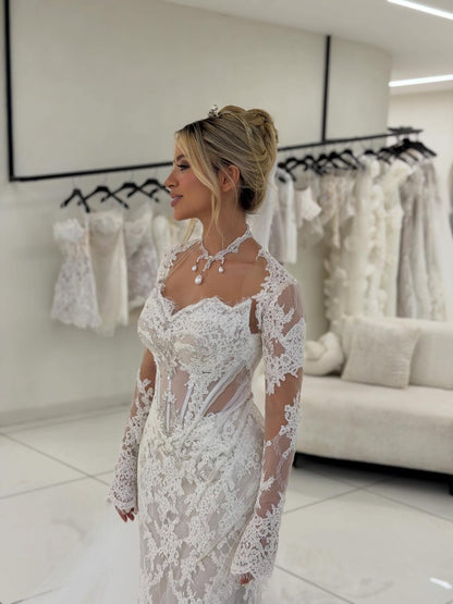 Lace Illusion Corset Mermaid Wedding Dress