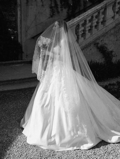 Off-Shoulder Lace Ball Gown Wedding Dress