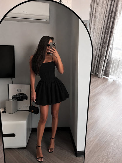 Spaghetti Strap Corset A-Line Mini Dress