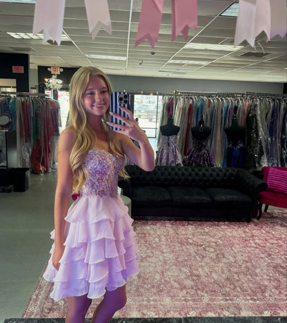 Strapless Corset Tiered Ruffled Homecoming Dress