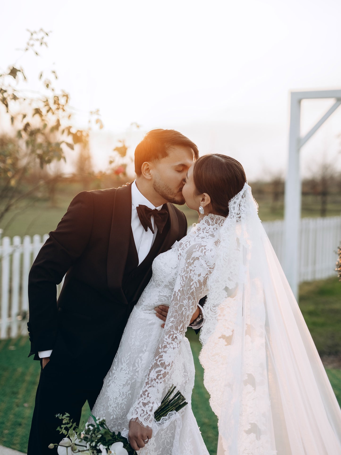 High Neck Long Sleeve Lace Trumpet Wedding Dress