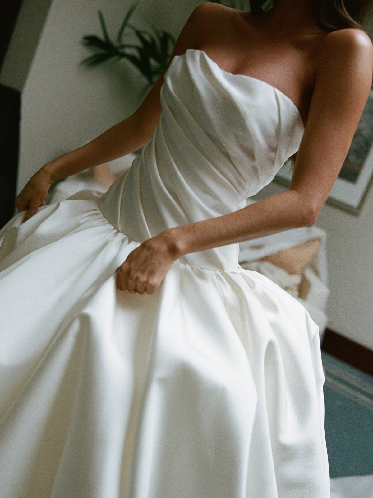 Strapless Ruched Bodice Ball Gown Wedding Dress