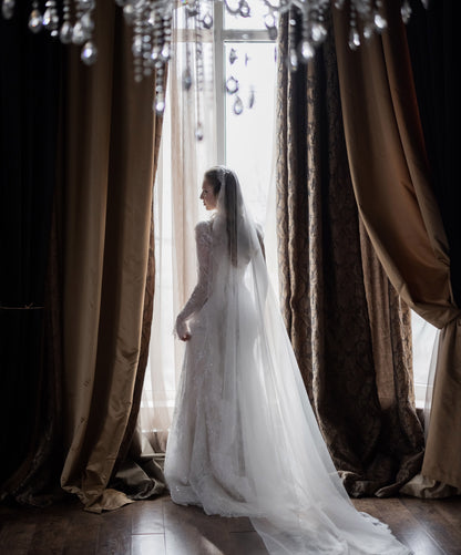 Illusion Long Sleeve Corset Mermaid Wedding Dress