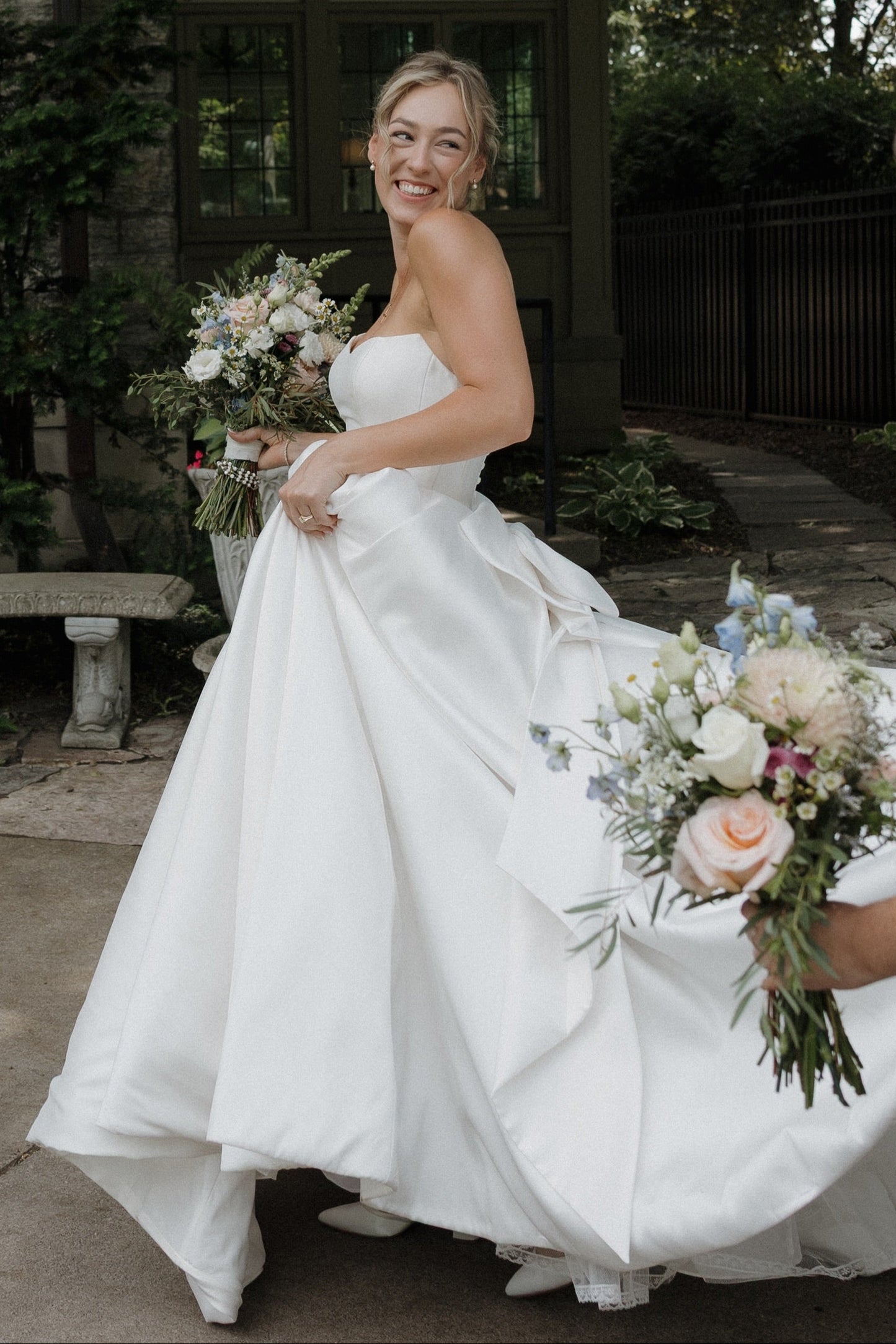 Strapless Satin Ball Gown Wedding Dress with Train
