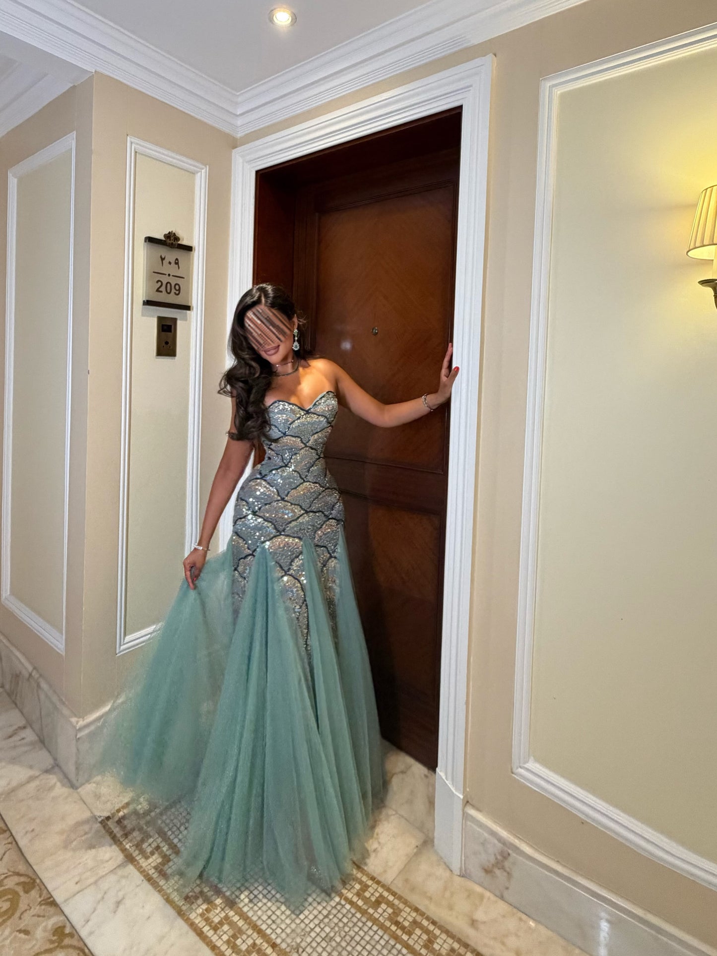 Sequin Mermaid Bodice Tulle Evening Gown