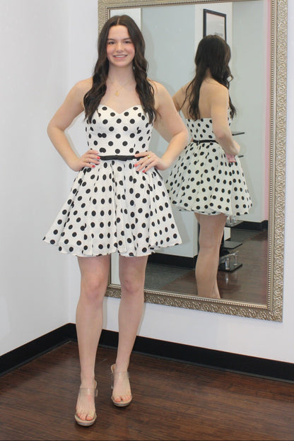 Polka Dot Strapless Fit and Flare Mini Dress