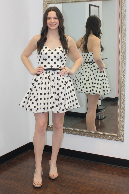 Polka Dot Strapless Fit and Flare Mini Dress