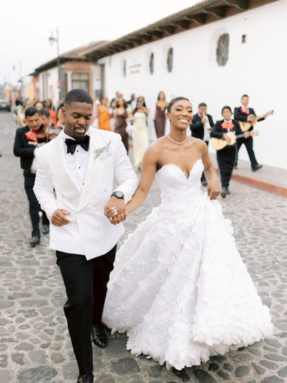 Strapless Ruffled Ball Gown Wedding Dress