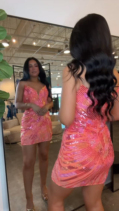 Illusion Sweetheart Sequin Bodycon Mini Dress