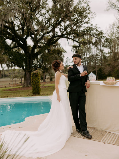 Strapless A-Line Wedding Dress with Sweeping Train
