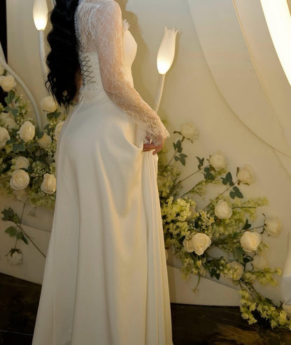 Romantic Corset A-Line Wedding Dress with Lace