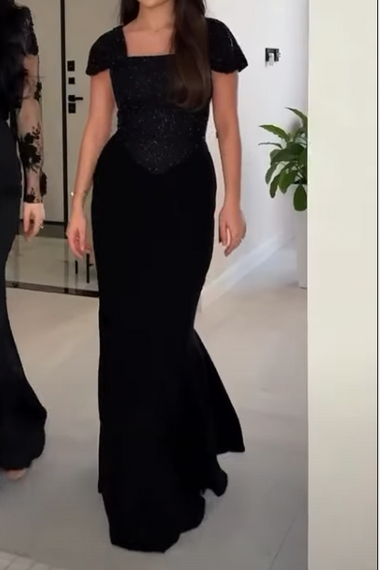Square Neck Sequin Velvet Mermaid Gown
