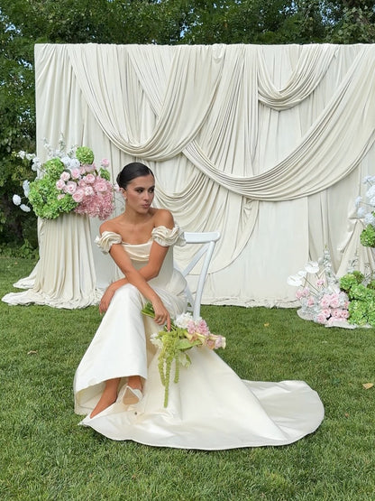 Corset Off-the-Shoulder Ruched Wedding Dress