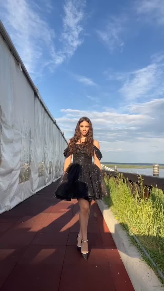 Off-the-Shoulder Glitter A-Line Party Dress
