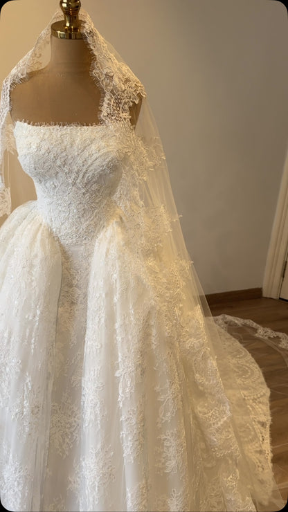 Strapless Lace Ball Gown Wedding Dress