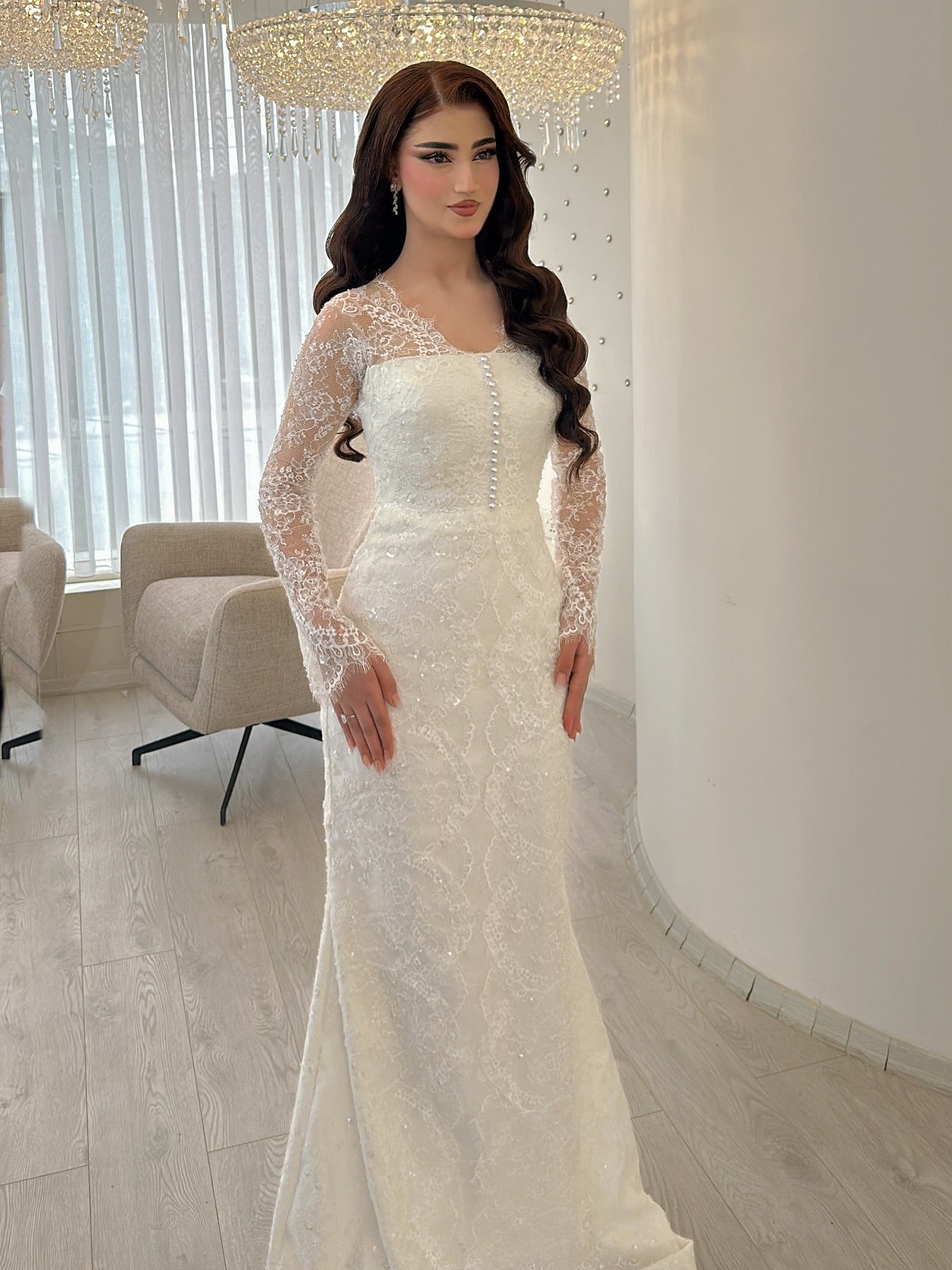 Lace Mermaid Long Sleeve Wedding Dress