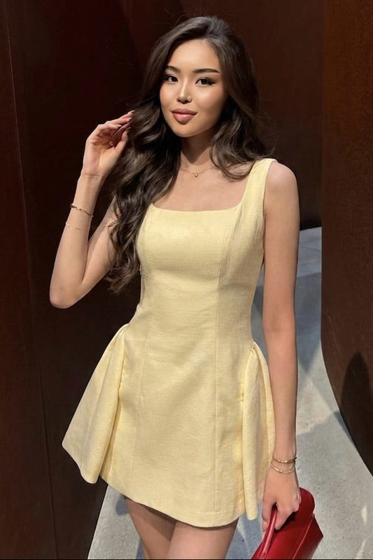 Corset Back Sleeveless A-Line Mini Dress