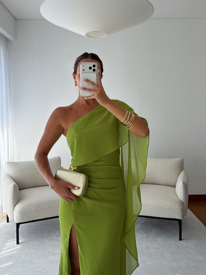Elegant One-Shoulder Asymmetrical Evening Gown