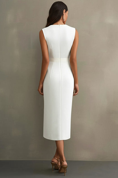 Sleeveless Wrap V-Neck Midi Dress with Waist Tie