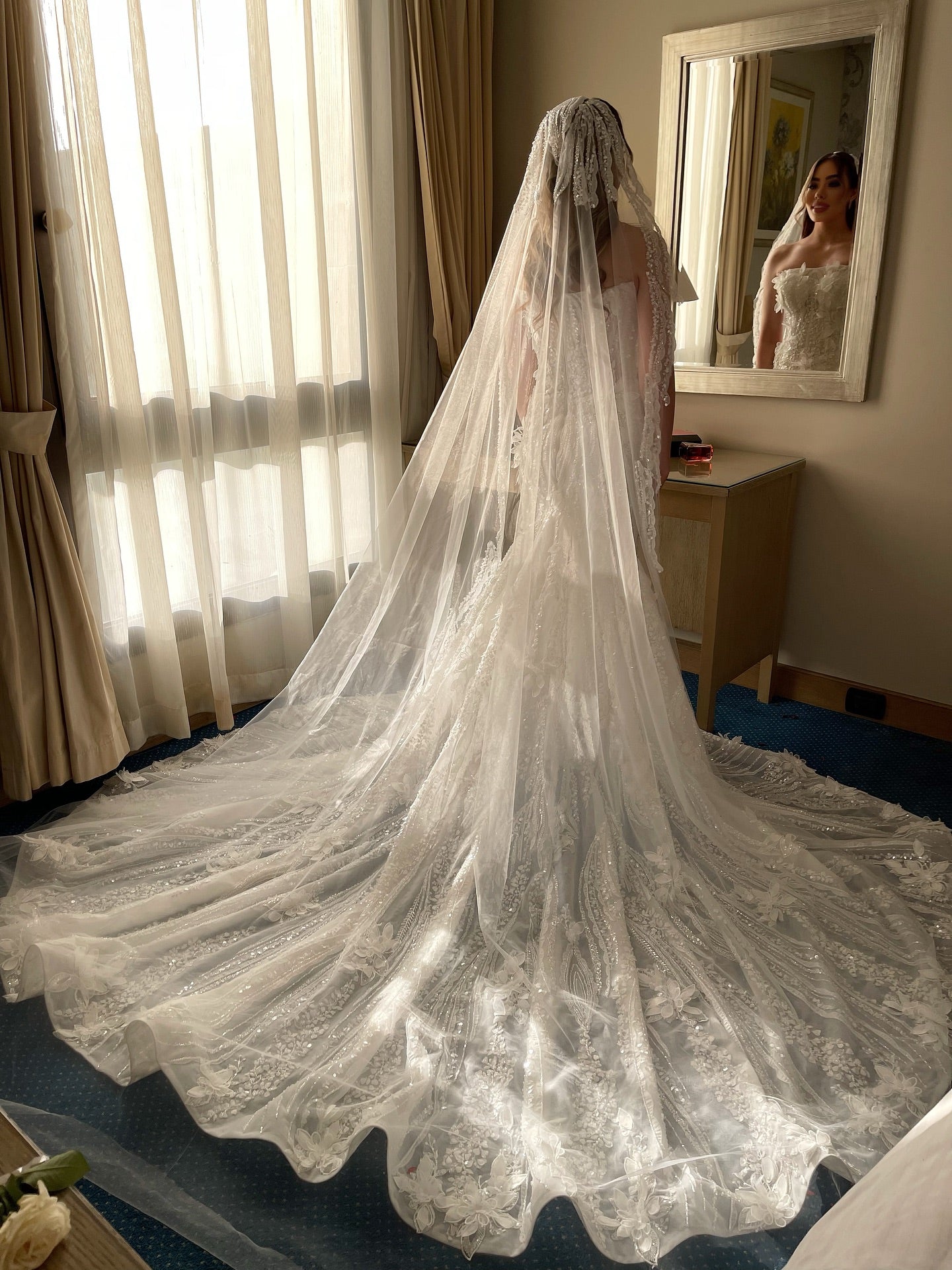 Embellished Mermaid Wedding Dress with Sleeves