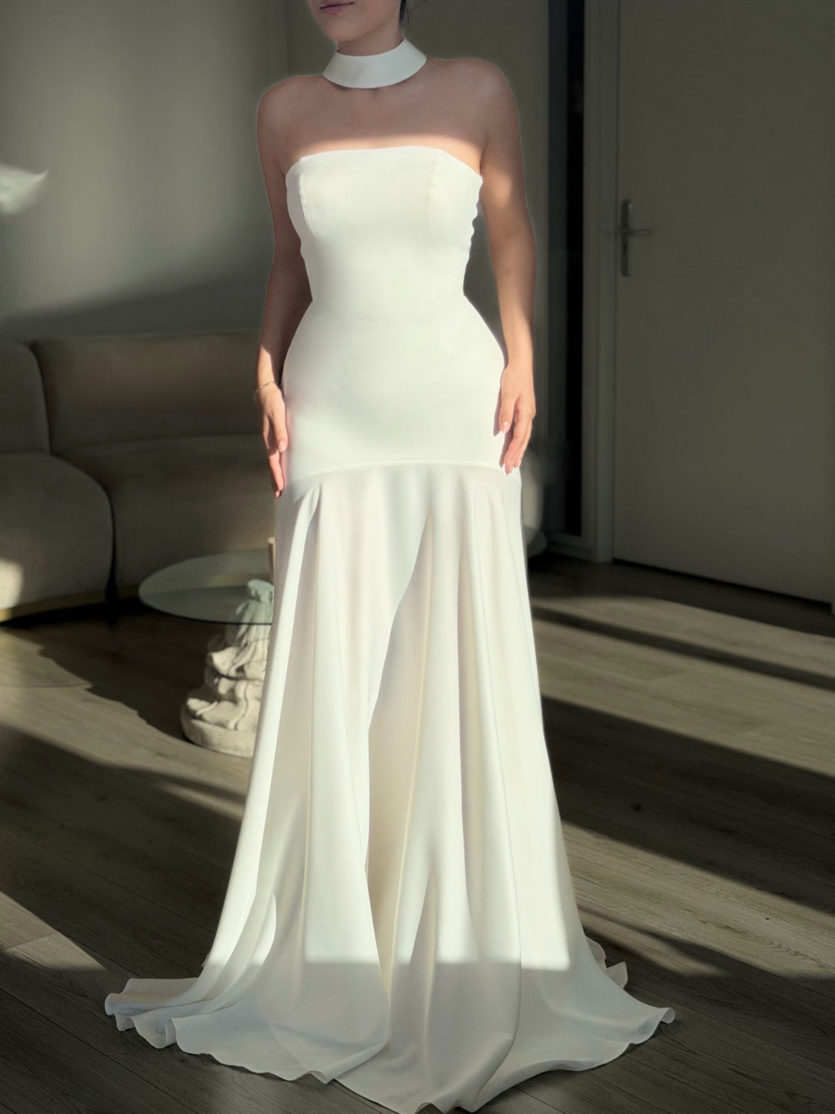 Strapless Trumpet Evening Dress with Choker