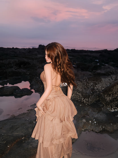 Tiered Corset Maxi Dress with Open Back