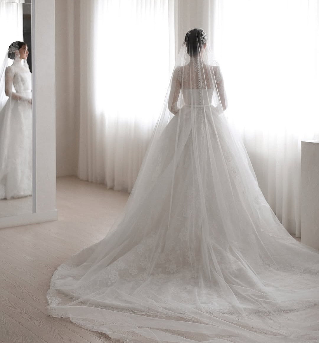 Illusion Lace Long Sleeve A-Line Wedding Dress