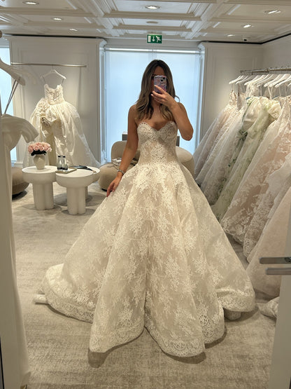 Strapless Lace Ball Gown Wedding Dress with Corset Bodice